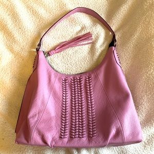 OrYANY Large Pebbled Leather Dusty Rose Hobo Bag Like New